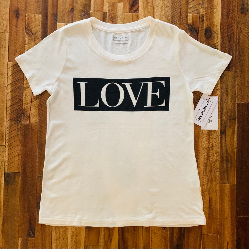 For The Republic LOVE Tee Shirt in Vanilla